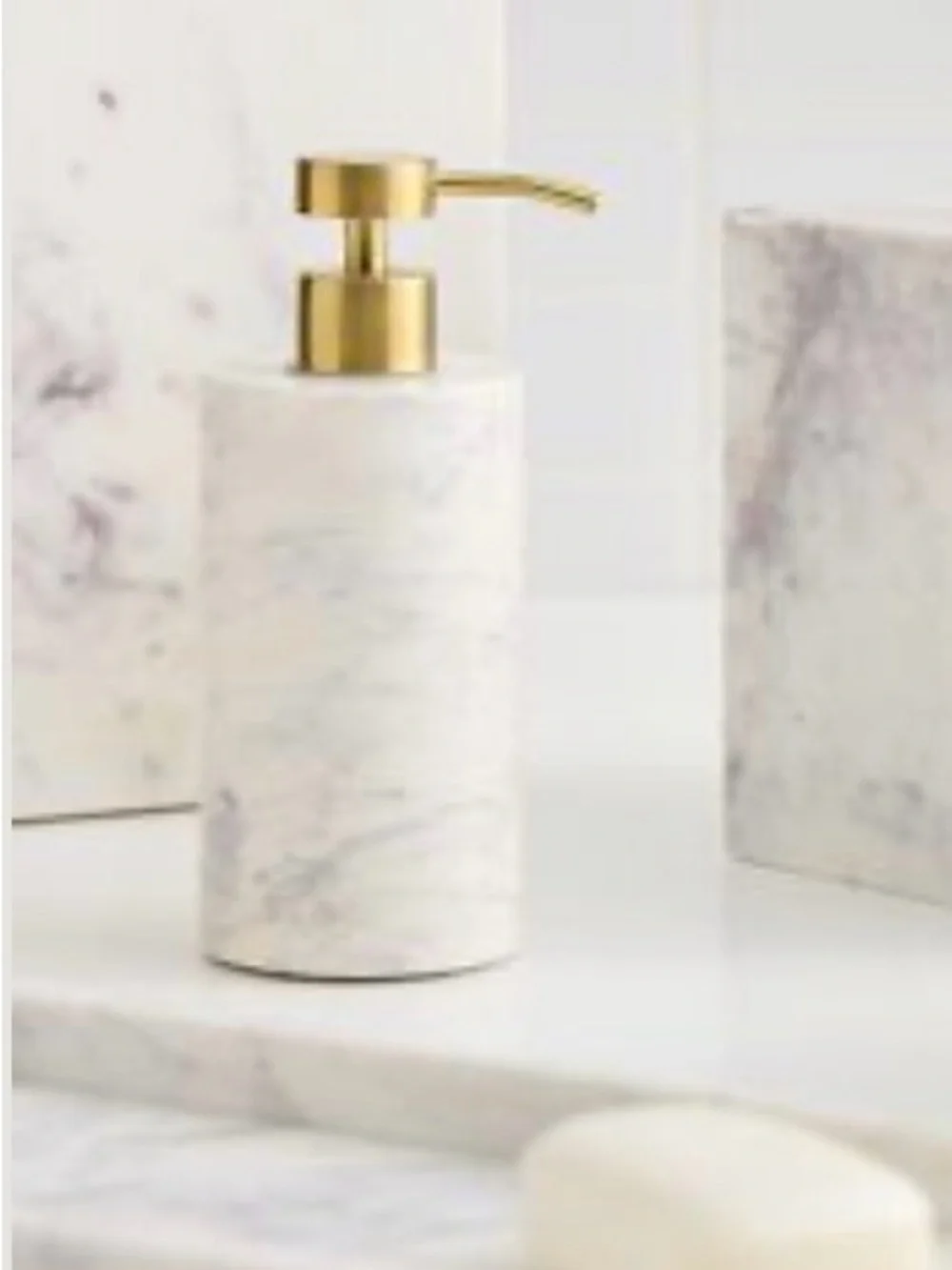 West Elm Amalfi Marble Soap Dispenser with Gold Pump